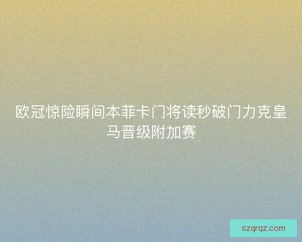欧冠惊险瞬间本菲卡门将读秒破门力克皇马晋级附加赛