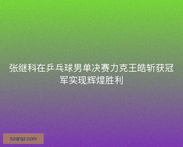 张继科在乒乓球男单决赛力克王皓斩获冠军实现辉煌胜利